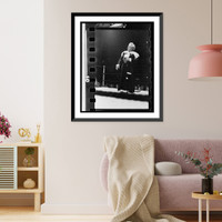 Historic Framed Print, [Gorgeous George, full-length portrait, standing in wrestling ring, facing left],  17-7/8" x 21-7/8"