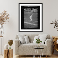 Historic Framed Print, [Rear view of New York Yankee baseball player Mickey Mantle with bat swung over his shoulder].Marvin E. Newman.,  17-7/8" x 21-7/8"