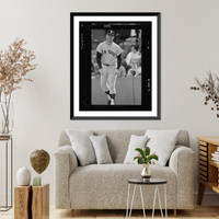 Historic Framed Print, [Mickey Mantle, New York Yankee baseballplayer, full-length portrait, in uniform, facing front].Thomas R. Koeniges.,  17-7/8" x 21-7/8"