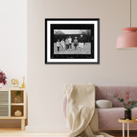 Historic Framed Print, [New York Yankee baseball player Mickey Mantle outdoors with wife Merlyn and sons Mickey, Jr., Danny, David and Billy].Thomas R. Koeniges.,  17-7/8" x 21-7/8"