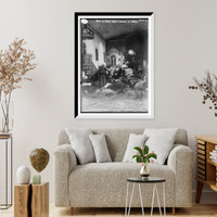 Historic Framed Print, Poor in North France Sleeping in Church,  17-7/8" x 21-7/8"