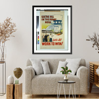 Historic Framed Print, We're all in the Army now, let's all work to win!.Packer.,  17-7/8" x 21-7/8"