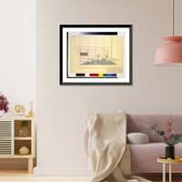 Historic Framed Print, Kitchen-dining area of Case Study House No. 8. 2 3/16 unglazed ceramic tile extends from dining area into kitchen and to utility area beyond" - 2,  17-7/8" x 21-7/8"