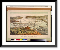 Historic Framed Print, The Port of New York. Birds eye view from the Battery, looking south - 3,  17-7/8" x 21-7/8"