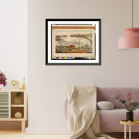 Historic Framed Print, The Port of New York. Birds eye view from the Battery, looking south - 3,  17-7/8" x 21-7/8"