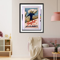 Historic Framed Print, Fight, let's go! Join the Navy.McClelland Barclay, USNR.,  17-7/8" x 21-7/8"