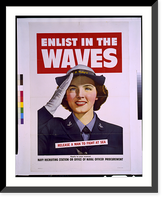 Historic Framed Print, Enlist in the Waves release a man to fight at sea.,  17-7/8" x 21-7/8"