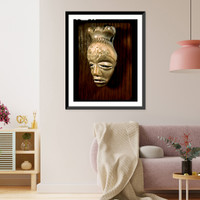 Historic Framed Print, [Mask-shaped ivory pendant worn by men who had undergone the tribal initiation rites, from the Bapende tribe, Belgian Congo],  17-7/8" x 21-7/8"