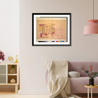 Historic Framed Print, [Hotel (Imperial Hotel"),  Tokyo,  Japan. Carved stone and polychrome mural for the parlor northern fireplace]",  17-7/8" x 21-7/8"