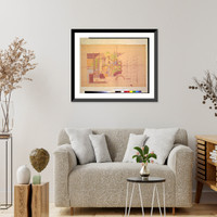 Historic Framed Print, [Hotel (Imperial Hotel"),  Tokyo,  Japan. Carved stone and polychrome mural for the parlor northern fireplace]",  17-7/8" x 21-7/8"