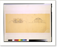 Historic Framed Print, [Resort (San Marcos Water Gardens") for Alexander J. Chandler,  Chandler,  Arizona. Large pavilion exterior and interior showing roof-joinery details]" - 2,  17-7/8" x 21-7/8"