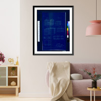 Historic Framed Print, Architectural drawing for a patterned concrete block (textile block") to be submitted for patent",  17-7/8" x 21-7/8"