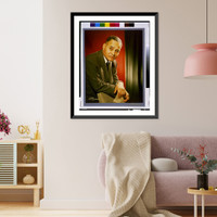 Historic Framed Print, [Ralph Bunche, half-length portrait, standing, facing right, arms on back of chair].Schonbrunn. - 2,  17-7/8" x 21-7/8"