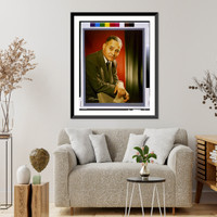 Historic Framed Print, [Ralph Bunche, half-length portrait, standing, facing right, arms on back of chair].Schonbrunn. - 2,  17-7/8" x 21-7/8"