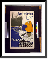 Historic Framed Print, American Line. Philadelphia, Queenstown, Liverpool.H. Cassiers.,  17-7/8" x 21-7/8"