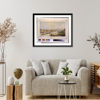 Historic Framed Print, View of Rush St. bridge & c. from Nortons Block River St. E. Whitefield's views of Chicago.from nature by E. Whitefield ; lith. & printed by Chas. Shober, Chicago. - 2,  17-7/8" x 21-7/8"