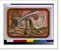 Historic Framed Print, Fresh oysters. Thos. J. Myer & Co., Baltimore.Lith. by A. Hoen & Co., Balto.,  17-7/8" x 21-7/8"