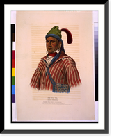 Historic Framed Print, Me-Na-Wa. A Creek warrior.printed & coloured at I.T. Bowen's lithographic establishment.,  17-7/8" x 21-7/8"