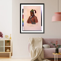Historic Framed Print, Me-Na-Wa. A Creek warrior.printed & coloured at I.T. Bowen's lithographic establishment.,  17-7/8" x 21-7/8"