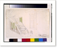 Historic Framed Print, [Piazza & stairs at 4 paths, 2 negro children at work, Jamaica],  17-7/8" x 21-7/8"