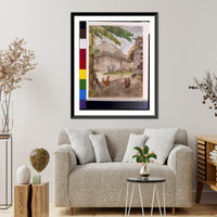Historic Framed Print, [Two chickens, two pigs, and huts, Jamaica] - 2,  17-7/8" x 21-7/8"