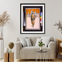 Historic Framed Print, [Syracuse football player, full-length, standing, facing front, with Syracuse University behind him].Mae Goodelle Chaffee.,  17-7/8" x 21-7/8"