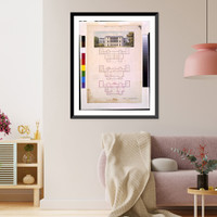Historic Framed Print, [Houses and a church (Buildings Erected or Proposed to be Built in Virginia"). Mill Hill - south elevation and floor plans]" - 3,  17-7/8" x 21-7/8"