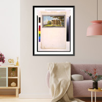 Historic Framed Print, [Houses and a church (Buildings Erected or Proposed to be Built in Virginia"). Perspective of house on James River,  and sketch]" - 3,  17-7/8" x 21-7/8"