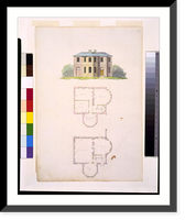 Historic Framed Print, [Houses and a church (Buildings Erected or Proposed to be Built in Virginia"). Front elevation and floor plans]" - 5,  17-7/8" x 21-7/8"