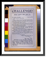 Historic Framed Print, [The Weed Chain Tire Grip Company, New York City, challenges Mr. Harry Houdini],  17-7/8" x 21-7/8"