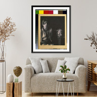 Historic Framed Print, [Kahlil Gibran in Middle Eastern(?) costume with leopard skin and staff, seated] - 2,  17-7/8" x 21-7/8"