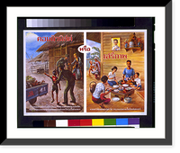 Propaganda flier depicting two images of food in Thailand; one of soldiers taking food from a family under Communism and the other of a family enjoying a meal together under freedom Vintage Wall