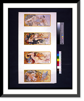 Four panels each depicting one of the four seasons personified by a woman.Mucha, Vintage Wall Art