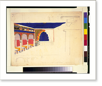 Design drawing for a restaurant (Madrillon Restaurant"), Washington, D.C. Interior perspective of arcade and stage", Historic Reproduction