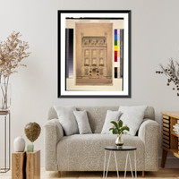 Historic Framed Print, Architectural drawing for a row house (residence") for Mrs. C.M. Robeson,  Washington,  D.C.",  17-7/8" x 21-7/8"