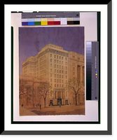 Historic Framed Print, Architectural drawing for an office building, 15th Street near Pennsylvania Avenue, N.W., Washington, D.C. Front perspective, 11 story, 6 bay building,  17-7/8" x 21-7/8"