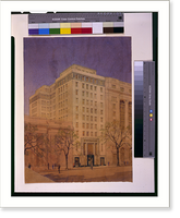Historic Framed Print, Architectural drawing for an office building, 15th Street near Pennsylvania Avenue, N.W., Washington, D.C. Front perspective, 11 story, 6 bay building,  17-7/8" x 21-7/8"