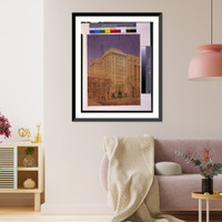 Historic Framed Print, Architectural drawing for an office building, 15th Street near Pennsylvania Avenue, N.W., Washington, D.C. Front perspective, 11 story, 6 bay building,  17-7/8" x 21-7/8"
