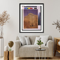 Historic Framed Print, Architectural drawing for an office building, 15th Street near Pennsylvania Avenue, N.W., Washington, D.C. Front perspective, 11 story, 6 bay building,  17-7/8" x 21-7/8"