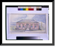 Miscellaneous buildings. One story brick building, front elevation, Vintage Poster