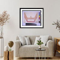 Historic Framed Print, Architectural drawing for a shooting gallery (rifle range shooting"). Perspective of shooting range",  17-7/8" x 21-7/8"