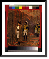 Napoleon I and officers standing in burning courtyard, Vintage Poster