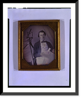 Occupational portrait of an unidentified surveyor with a transit on a tripod and holding dividers and a map, three-quarter length, seated - 2, Vintage Poster