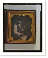 Occupational portrait of an unidentified stonecutter, three-quarter length, three-quarters to the right, holding mallet and chisel against block of stone - 2, Antique Poster