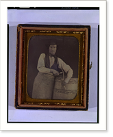 Occupational portrait of a cooper, three-quarter length, with barrel and tools - 2, Antique Print