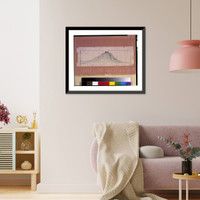 Historic Framed Print, [Gordon Strong automobile objective, Sugar Loaf Mountain, Md. Perspective sketch with cover sheet].Frank Lloyd Wright, architect.,  17-7/8" x 21-7/8"