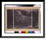 Nude boy with cape against rocks, boat in distance, triptych.FHD 1909. - 2, Antique Poster