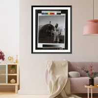 Black fighter pilot series. pilot with parachute room in background, Ramitelli, Italy, Antique Wall Art