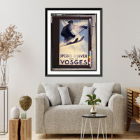 Historic Framed Print, Sports d'hiver dans les Vosges.Theo Doro ; Chemins de Fer de l'Est.,  17-7/8" x 21-7/8"