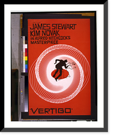 James Stewart, Kim Novak in Alfred Hitchcock's masterpiece, Vertigo.Saul Bass, Vintage Wall Art
